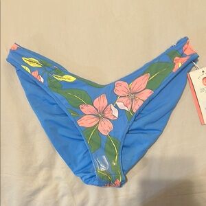 Maaji bikini bottom blue floral large NWT reversible